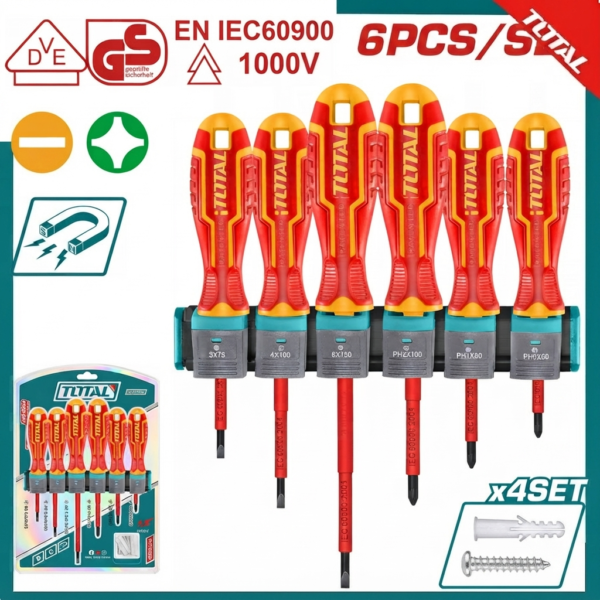 6 Pcs insulated screwdriver set THTIS566 |  Company: Total  |  Origin: China