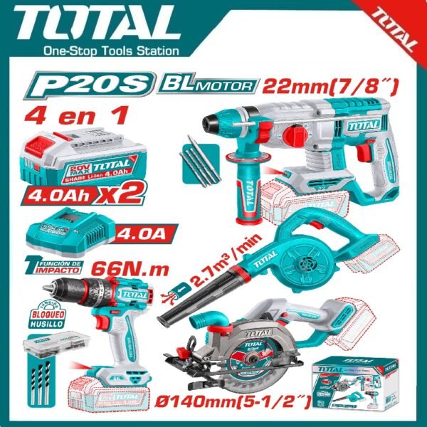 Cordless 4Pcs Combo Kit 20V TOSLI250695 | Company: Total | Origin: China