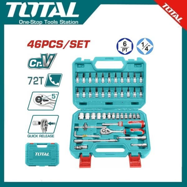 46 Pcs 1/4" Socket Set THT141462 | Company: Total | Origin: China