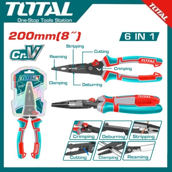 6-in-1 Multi Function Long Nose Pliers 8" THTMF286 | Company: Total | Origin: China