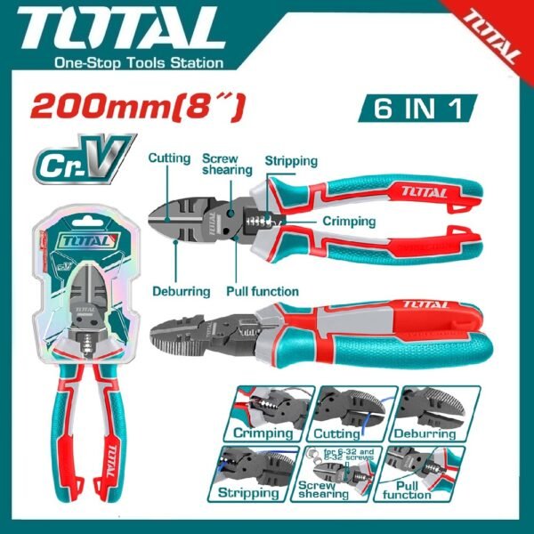 6-in-1 Multi Function Diagonal Cutting Pliers 8" THTMF386 | Company: Total | Origin: China