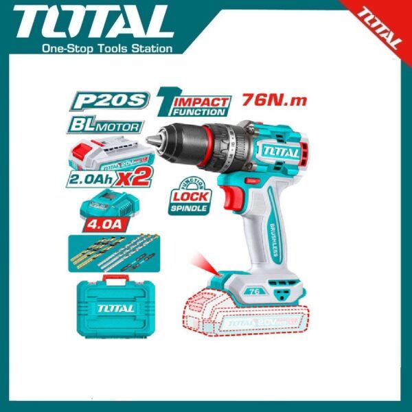Compact Brushless Cordless Impact Drill 76Nm TIDLI207686 | Company: Total | Origin: China