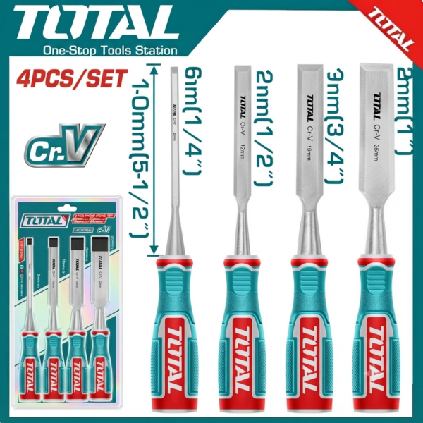 4 Pcs wood chisel set THT41K0401 | Company: Total | Origin: China