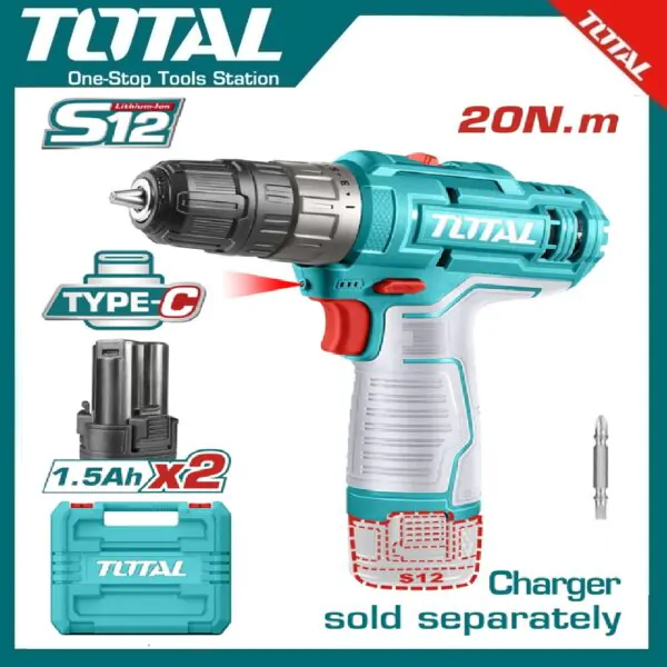 Lithium-Ion cordless drill 12V TDLI12202 | Company: Total | Origin: China